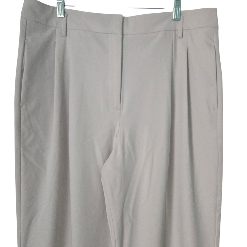 Ann Taylor Factory‎ Womens 14 Beige High Rise Pleated Wide Leg Trousers Career